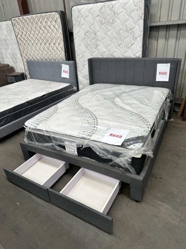 Dark Grey Queen Drawer Bed