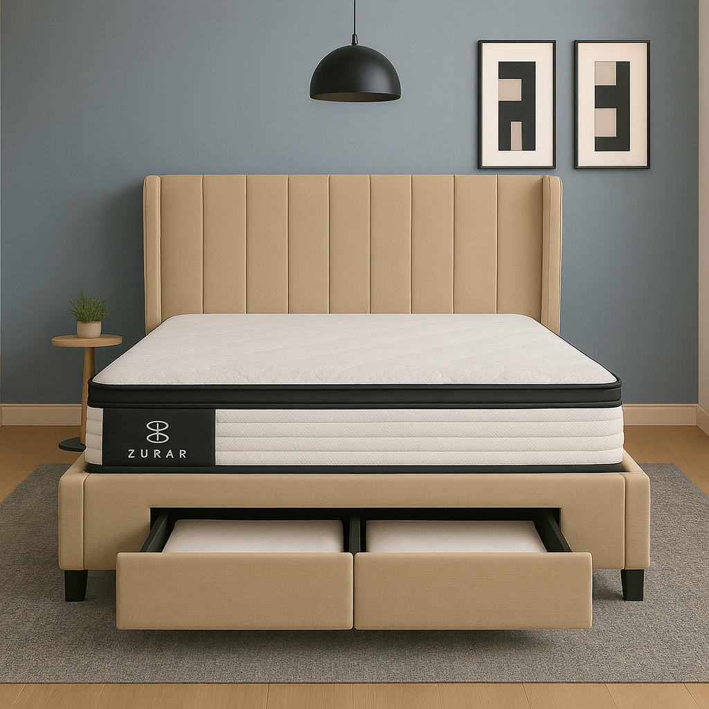 Saze Premium Upholstered Storage Bed – Queen Size (153 x 203 cm) - Image 2
