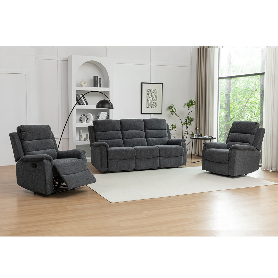 Saze Modern Grey Reclining Lounge Suite – Premium Comfort Collection - Image 2